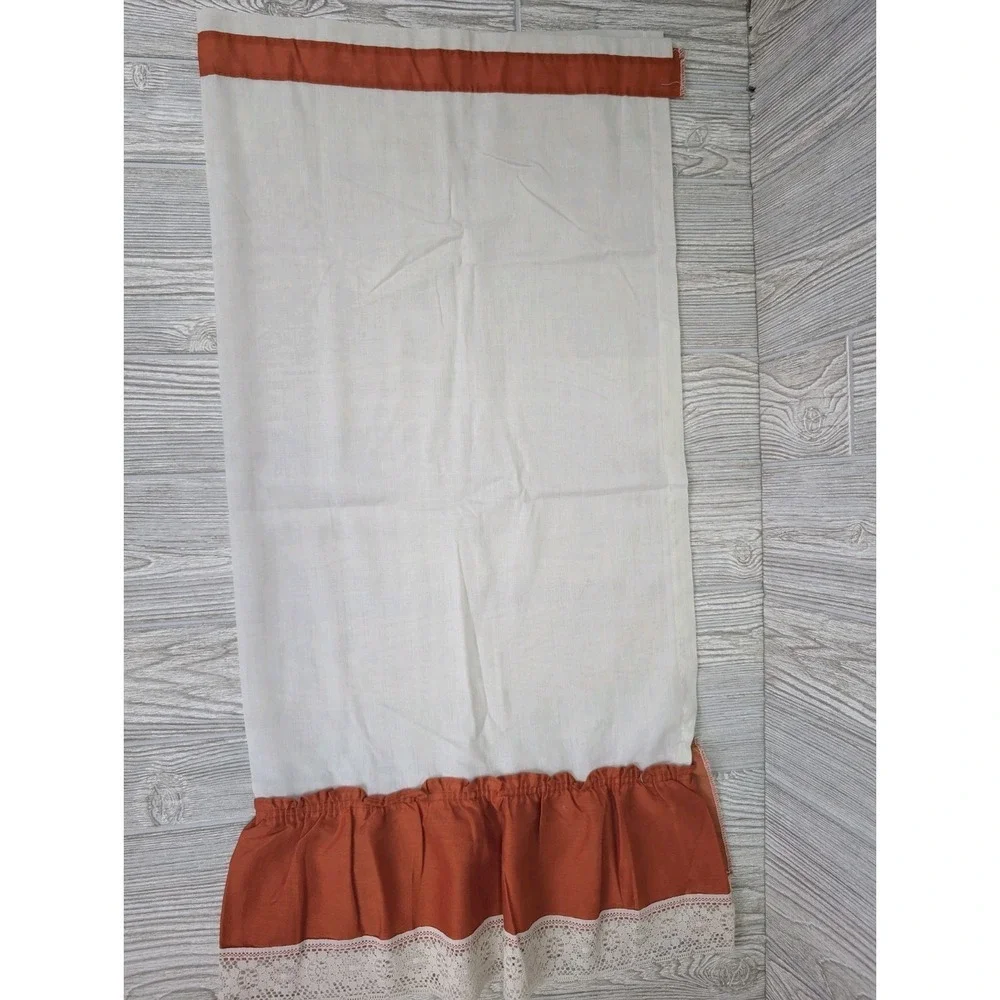 Vintage JC Penny Orange Kitchen Curtains 70s Valance Ruffle Lace Mod Groovy